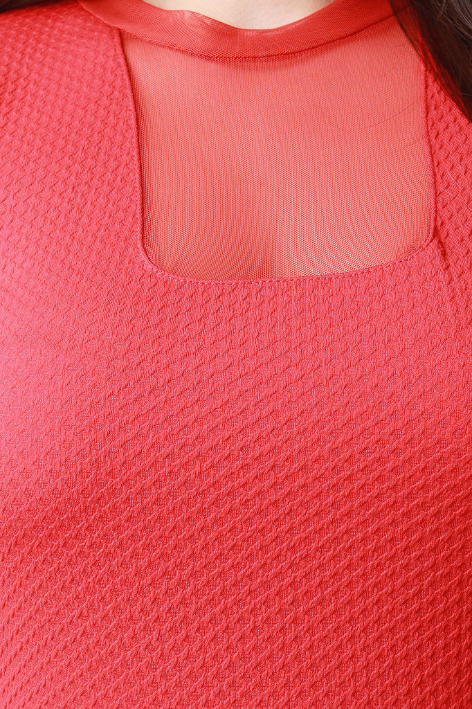 Mesh Contrast Peplum Dress