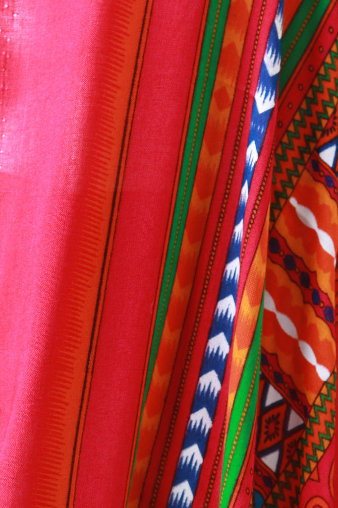 Colorful African Tribal Print Fringe Vest