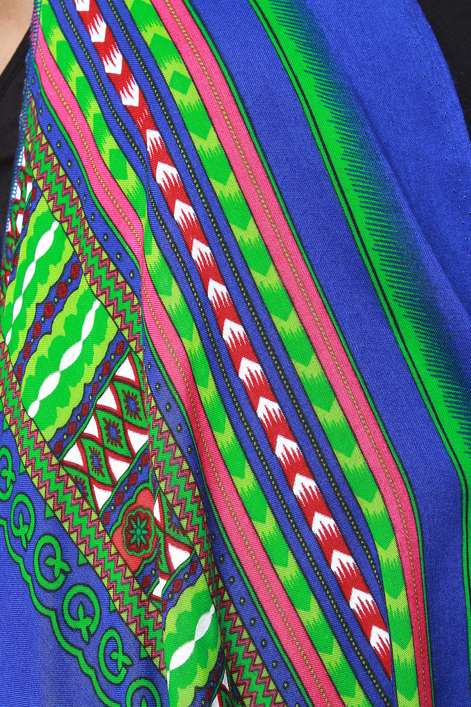 Colorful African Tribal Print Fringe Vest