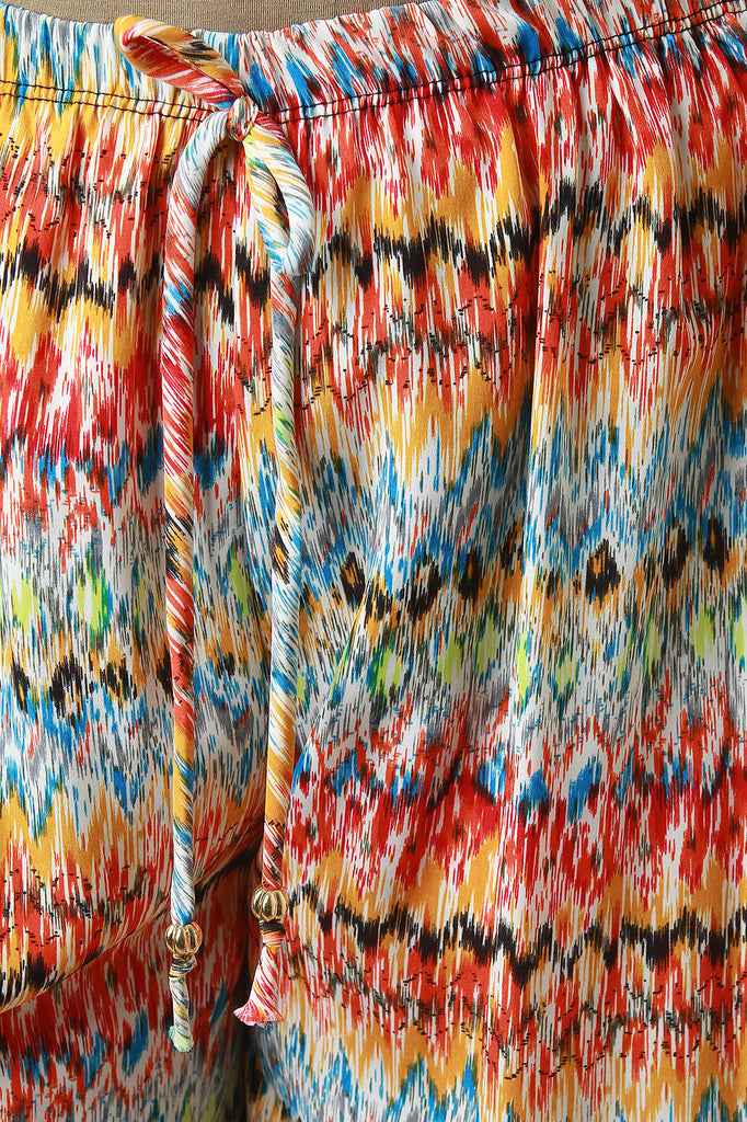 Multi-Color Drawstring Wide Leg Pants