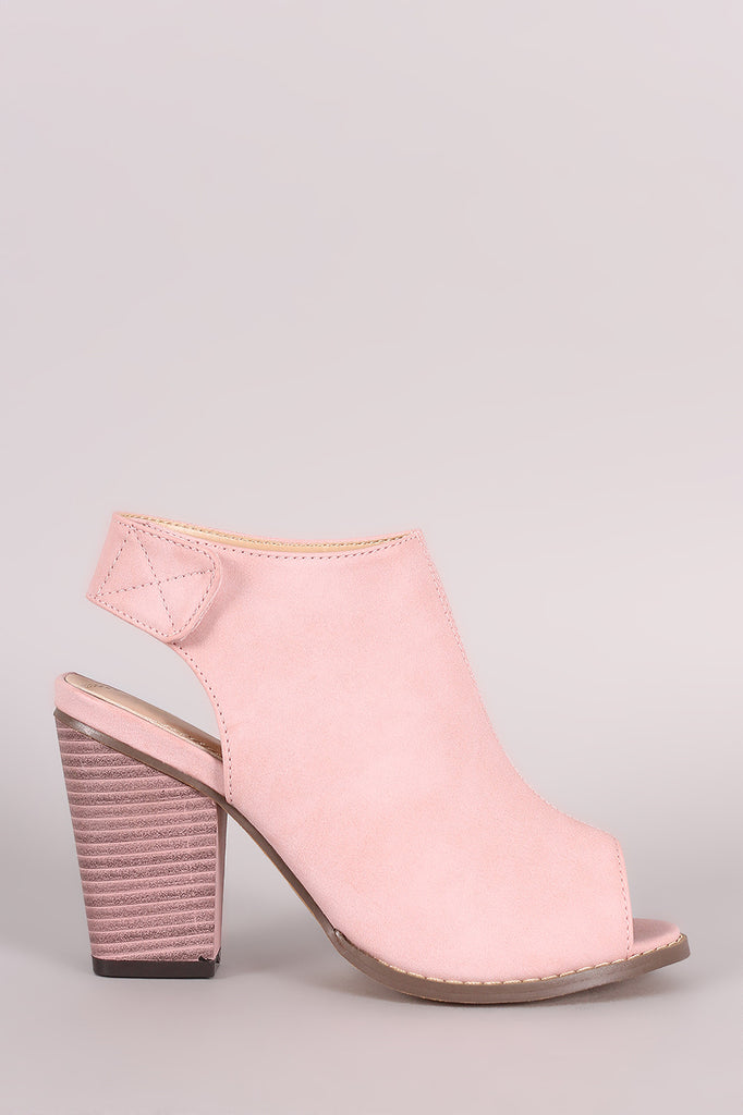 Peep Toe Slingback Chunky Heeled Mule Booties
