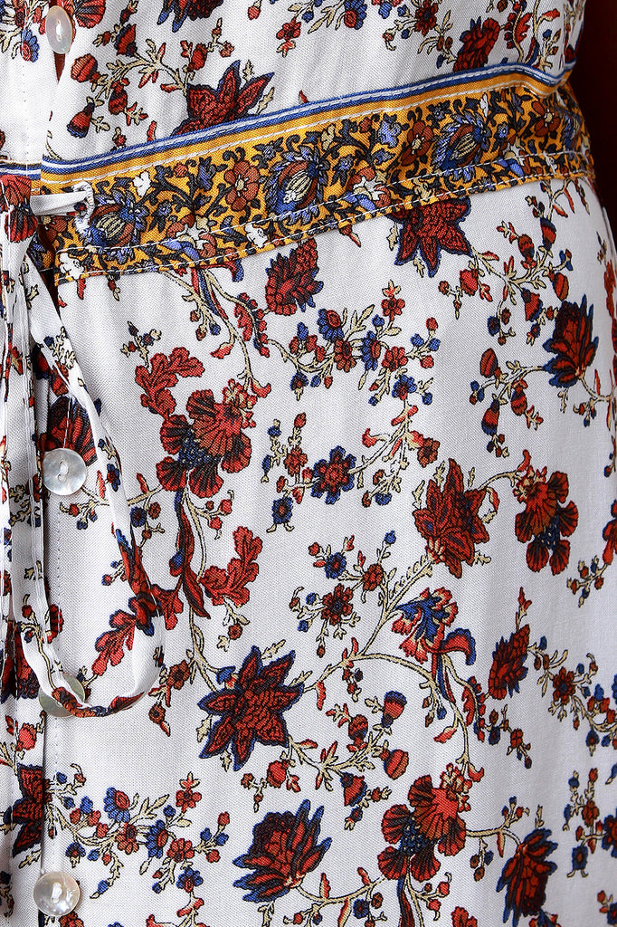 Floral Print Ruffled Strap Button-Up Maxi Dress