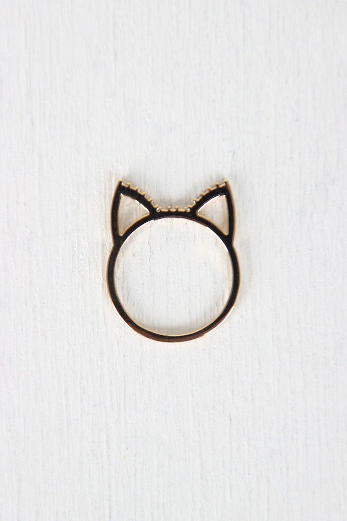 Purr-fect Rhinestone Kitten Ring