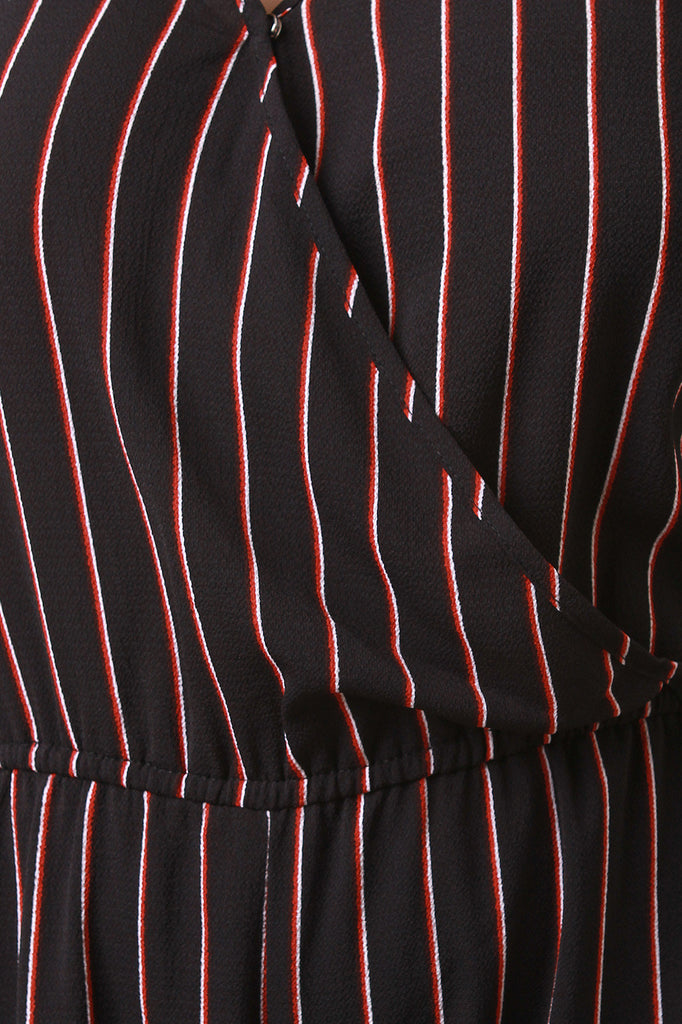 Surplice Pinstripe Sleeveless Jumpsuit