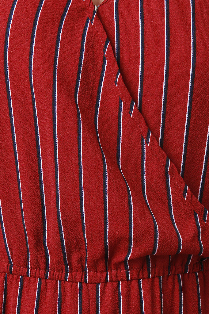 Surplice Pinstripe Sleeveless Jumpsuit