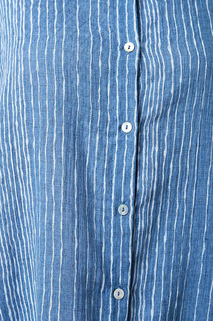 Woven Pinstripe Button Down Shirt Dress