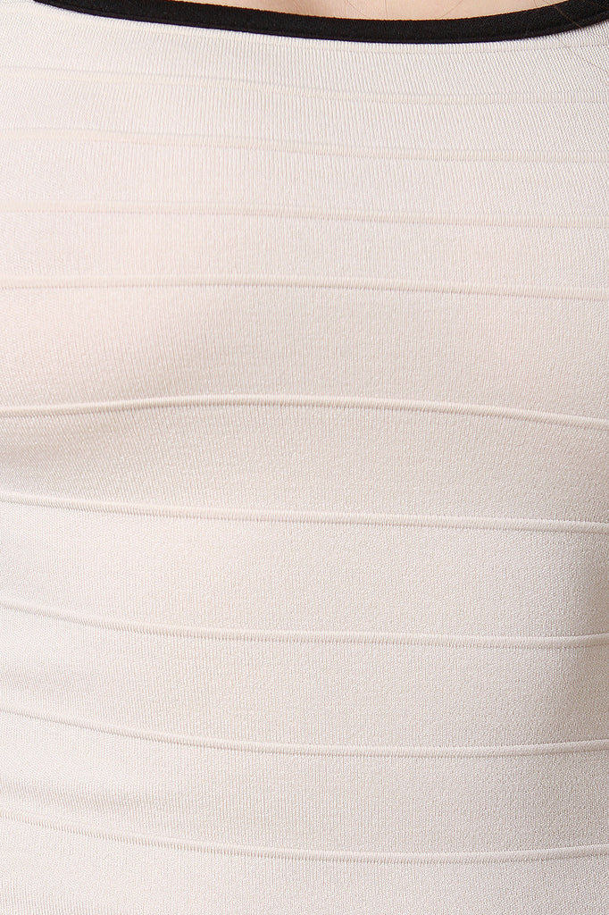 Two Tone Contrast Trim Keyhole Bodycon Dress