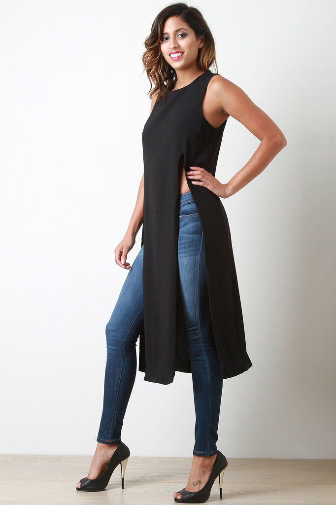 Multi-Slit Sleeveless Maxi Top