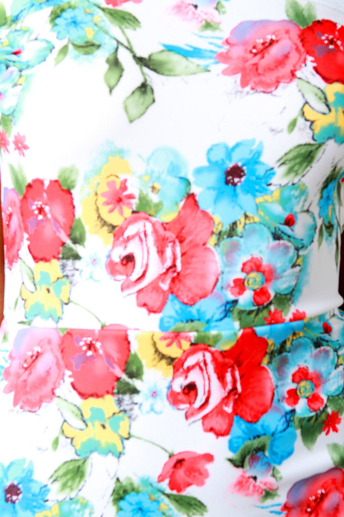 Watercolor Floral Off The Shoulder Ruffle Dress