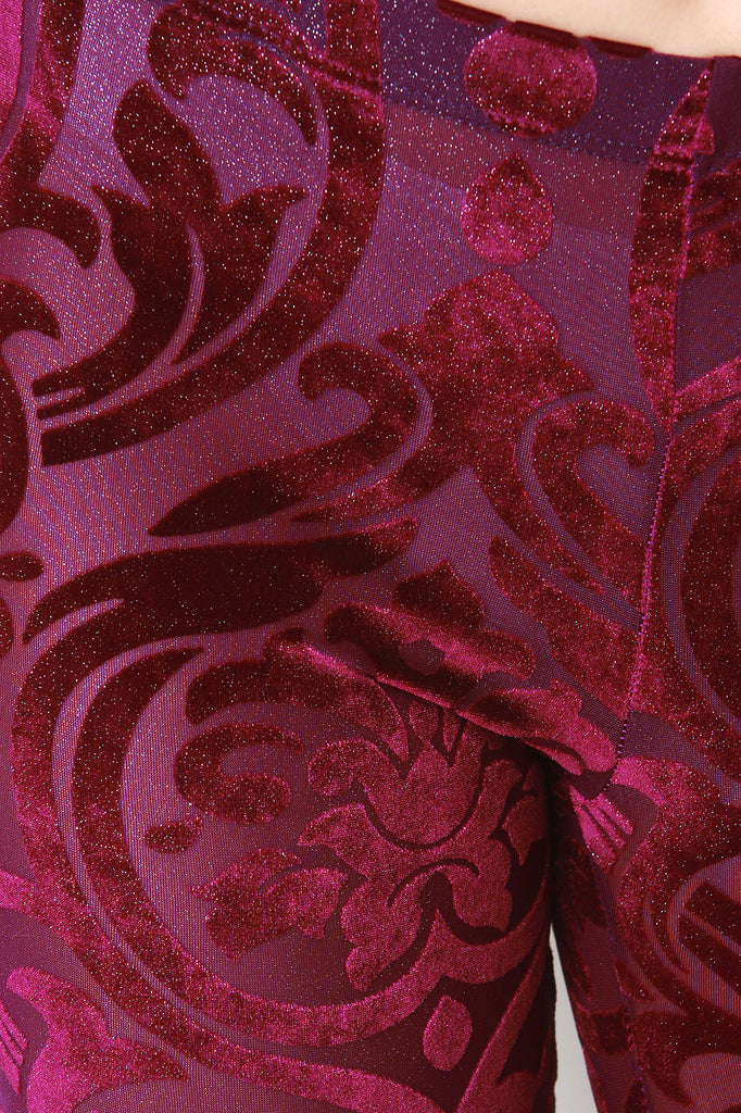 Velveteen Damask Bell Bottom Pants