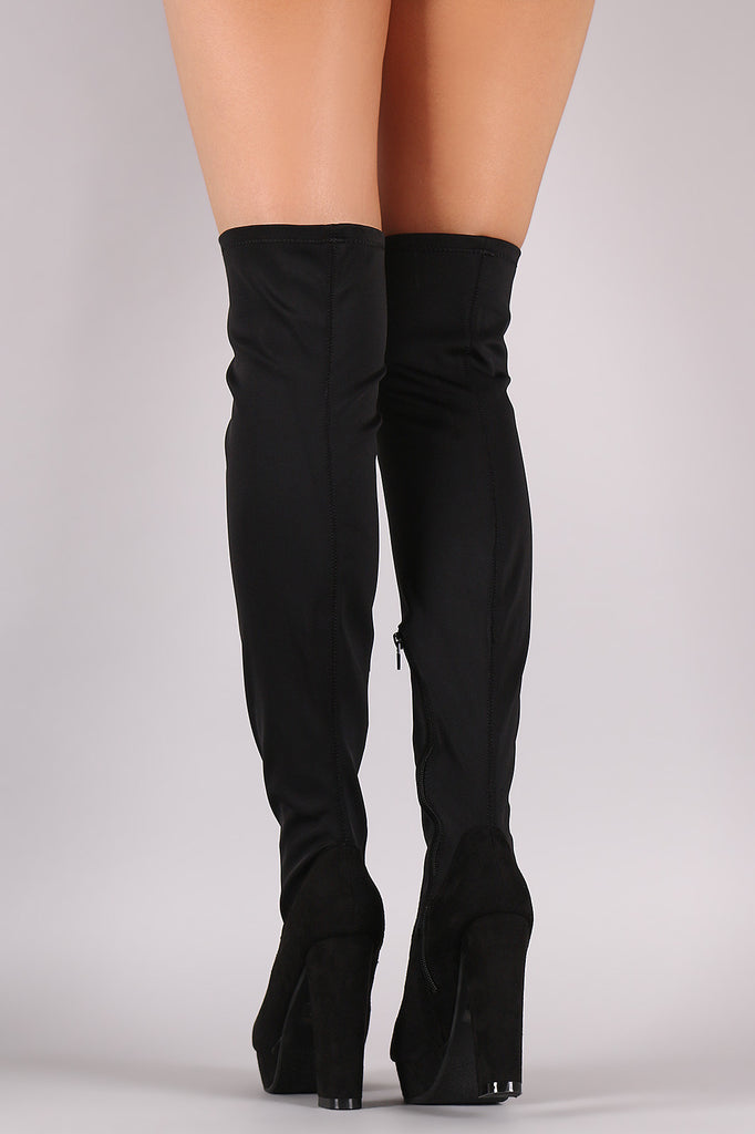 Fitted Chunky Heeled Over The Knee Platform Boots