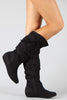 Wild Diva Lounge Knotted Suede Slouchy Wedge Boot