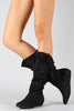 Wild Diva Lounge Knotted Suede Slouchy Wedge Boot