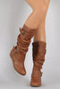 Wild Diva Lounge Buckle Slouchy Wedge Boots