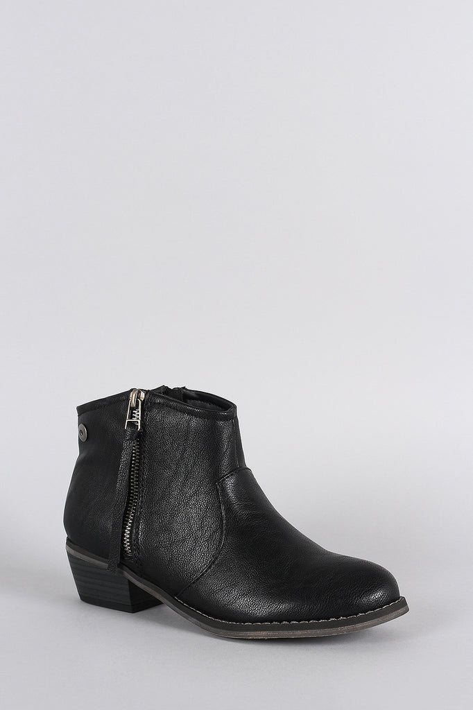 Breckelle Zipper Round Toe Cowgirl Ankle Boots