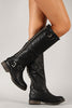 Breckelle Studded Buckle Riding Knee High Boot