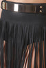 Fringed Leatherette Skirt Belt