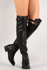 Elastic Panel Buckle Riding Over-The-Knee Boots