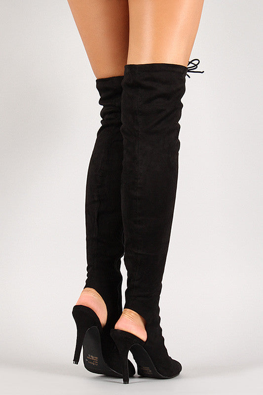 Lace Up Back Cut Out Over The Knee Boot