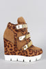 Dollhouse Leopard Metallic Strap High Top Wedge Sneaker