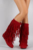 Mid Calf Suede Fringe Boot