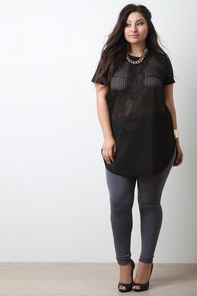 Perforated Chain Necklace Tunic Top