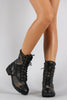 Dollhouse Camouflage Round Toe Lace Up Combat Boots
