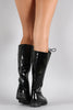 Round Toe Combat Lace Up Knee High Boots