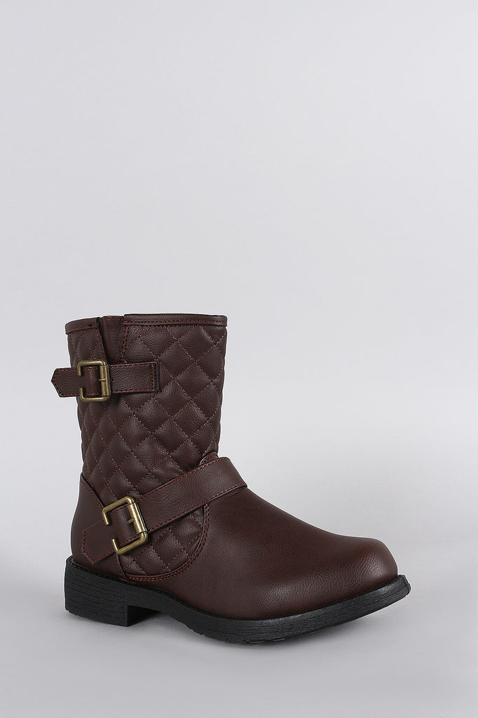 Quilted Round Toe Ankle Boots
