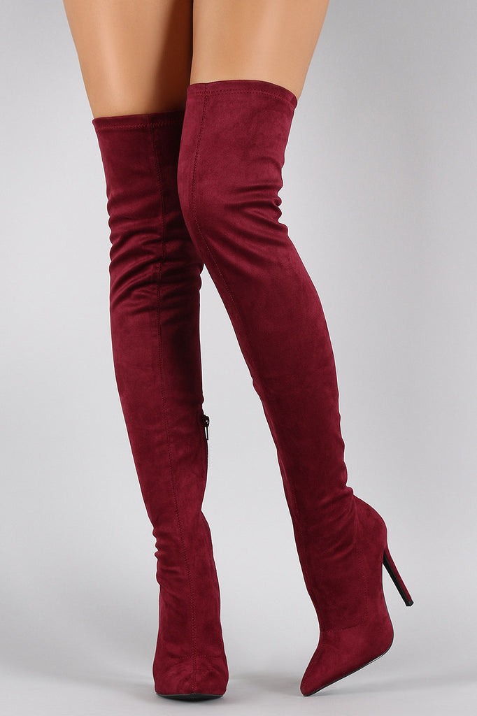 Liliana Suede Pointy Toe Stiletto Over-The-Knee Boots