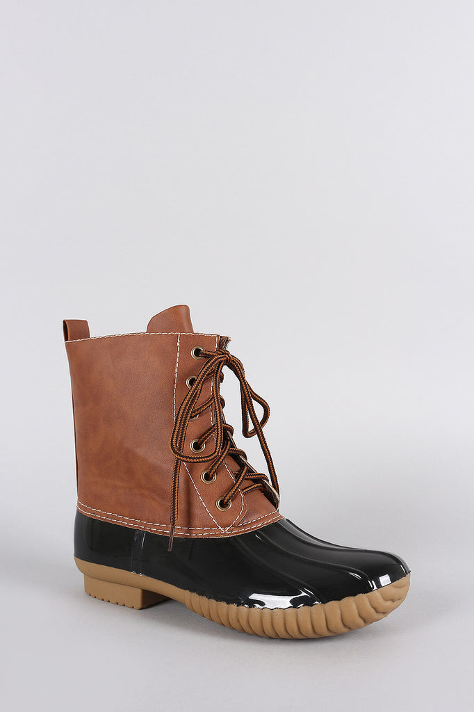 Contrast Lace Up Duck Ankle Boots