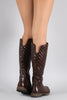 Quilted Round Toe Riding Knee High Boots