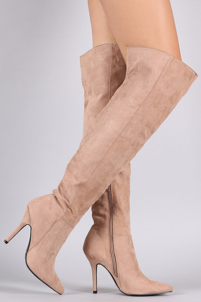 Qupid Pointy Toe Over-The-Knee Stiletto Boots