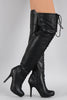 Dollhouse Almond Toe Lace Up Stiletto Over-The-Knee Boots