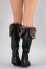 Bamboo Faux Fur Cuff Round Toe Riding Knee High Boots