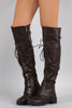 Dollhouse Round Toe Lace Up Combat Over-The-Knee Boots