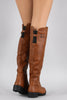 Dollhouse Round Toe Lace Up Combat Over-The-Knee Boots