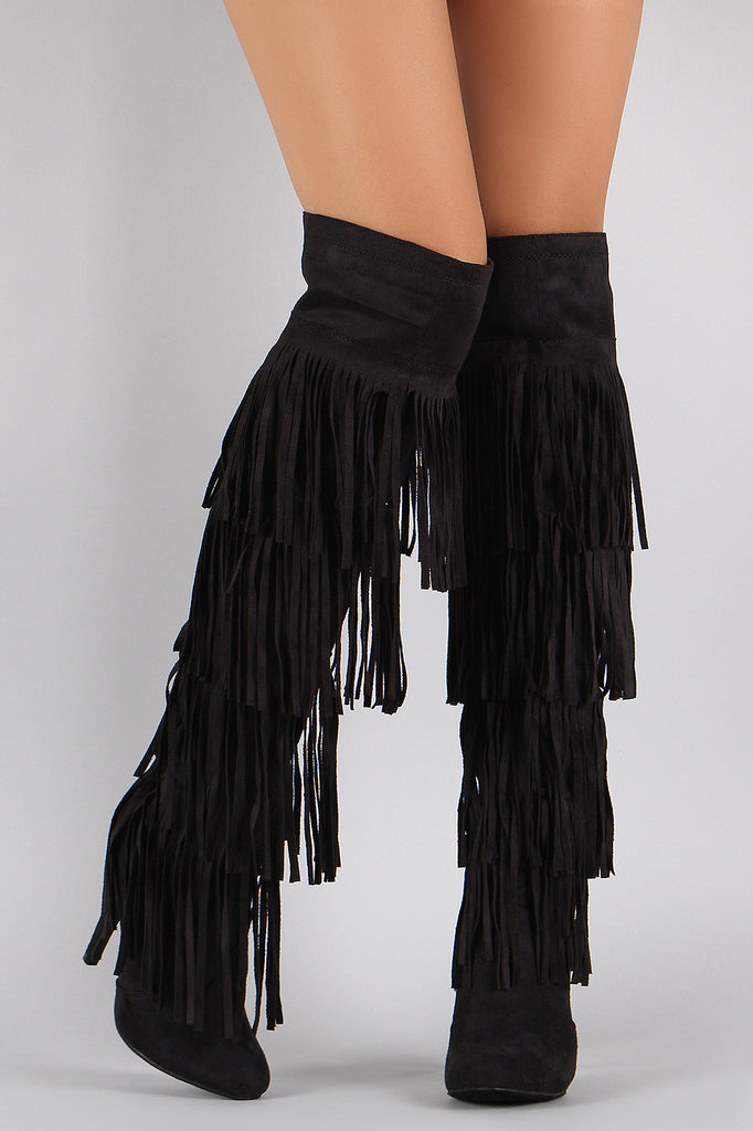 Fringe All Around Over-the-Knee Stiletto Boots