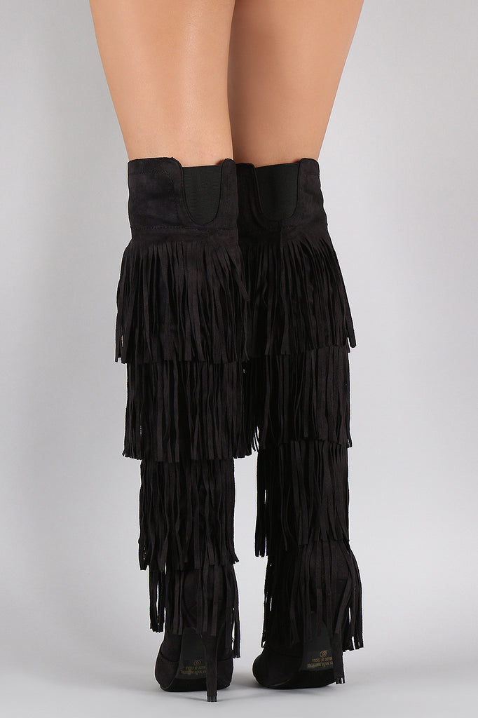 Fringe All Around Over-the-Knee Stiletto Boots