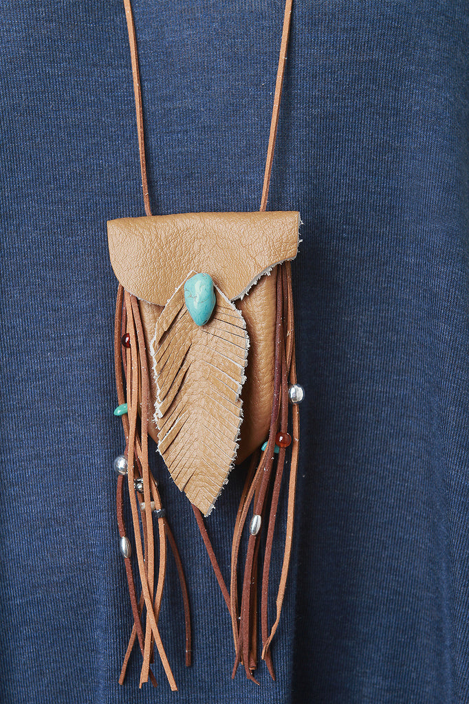 Vegan Leather Pouch Necklace