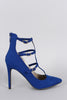 Breckelle Suede Buckled Caged Pointy Toe Stiletto Pump