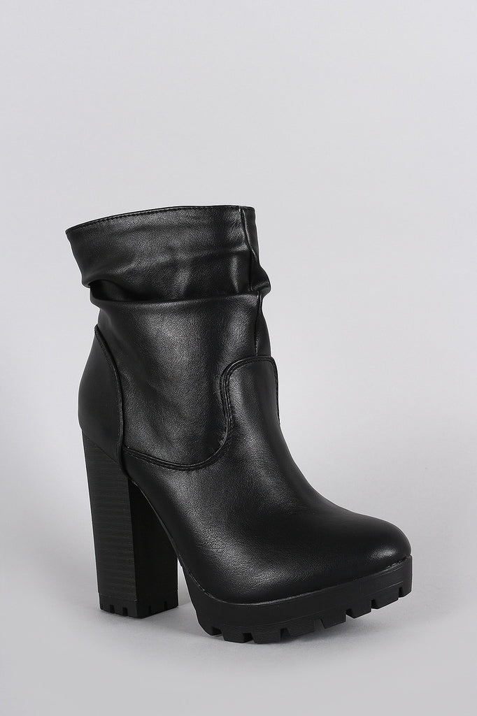 Breckelle Slouchy Lug Sole Chunky Heeled Ankle Boots