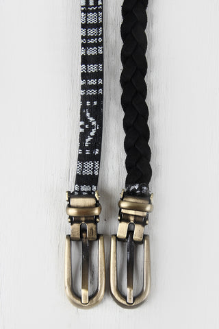 Braid And Multi Stripe Belt Set