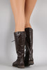 Breckelle Combat Lace Up Knee High Boots