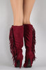 Breckelle Faux Suede Side Fringe Stiletto Knee High Boot