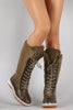 Puffy Nylon Lace Up Knee High Duck Boots