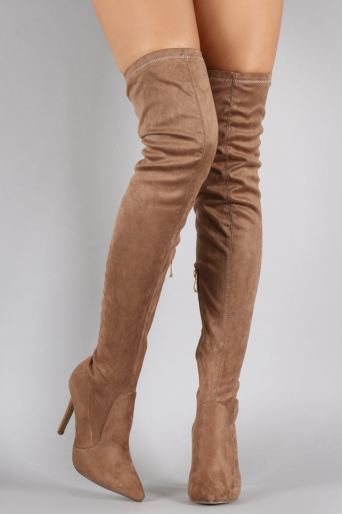 Suede Pointy Toe Stiletto Over-The-Knee Boots