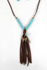 Beads And Feather Suede Fringe Necklace Set