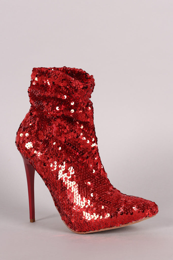 Liliana Sequins Slouchy Pointy Toe Stiletto Booties