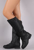 Buckle Ruched Riding Knee High Boot